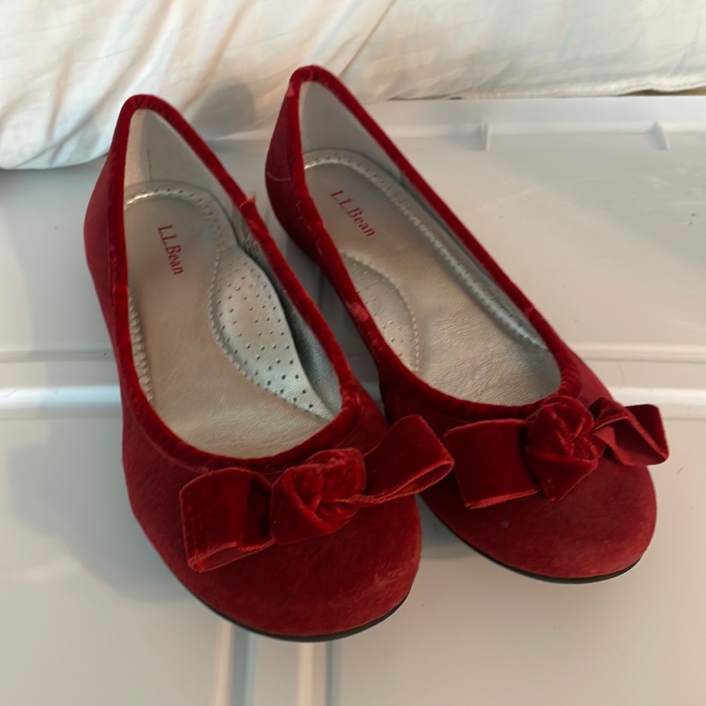 LL Bean red suede flats. Size 8.5